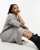 ASOS Petite ASOS DESIGN Petite oversized relaxed knitted midi dress with crew neck and seam detail in gray - 4