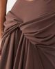 ASOS Petite ASOS DESIGN Petite plunge neck midi dress with open back & train detail in chocolate-Brown - 2