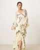 ASOS Petite ASOS DESIGN Petite plunge ruffle tiered maxi dress with lace inserts in lemon floral print-Multi - 1