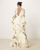 ASOS Petite ASOS DESIGN Petite plunge ruffle tiered maxi dress with lace inserts in lemon floral print-Multi - 3