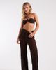 ASOS Petite ASOS DESIGN Petite Polly pointelle knit beach pants in chocolate-Brown - 1
