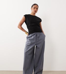 ASOS Petite ASOS DESIGN Petite pull-on pants in dusky blue