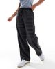 ASOS Petite ASOS DESIGN Petite pull-on tie waist barrel pants in black & gray check-Multi - 3