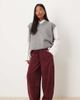 ASOS Petite ASOS DESIGN Petite pull on barrel leg corduroy pants in burgundy-Red - 1