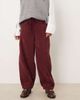 ASOS Petite ASOS DESIGN Petite pull on barrel leg corduroy pants in burgundy-Red - 3