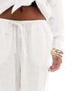 ASOS Petite ASOS DESIGN Petite pull on pants with linen in white - 3
