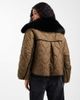 ASOS Petite ASOS DESIGN Petite quilted hybrid borg collarless jacket in khaki-Green - 2
