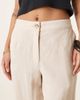 ASOS Petite ASOS DESIGN Petite relaxed straight leg linen blend pants in natural-Neutral - 4