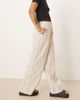 ASOS Petite ASOS DESIGN Petite relaxed straight leg linen blend pants in natural squiggle stripe-Multi - 2