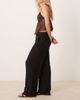 ASOS Petite ASOS DESIGN Petite relaxed straight leg linen mix pants in black - 2