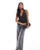 ASOS Petite ASOS DESIGN Petite relaxed straight leg pants with 5 pocket detail in gray - 1