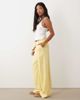 ASOS Petite ASOS DESIGN Petite relaxed straight leg pants with linen in yellow - 3