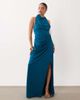 ASOS Petite ASOS DESIGN Petite ruched waist high neck maxi dress with open back-Blue - 2