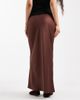 ASOS Petite ASOS DESIGN Petite satin bias maxi skirt in dark brown - 2