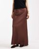 ASOS Petite ASOS DESIGN Petite satin bias maxi skirt in dark brown - 3
