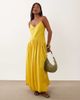 ASOS Petite ASOS DESIGN Petite satin bias shift dress with bubble hem in yellow - 3