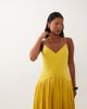 ASOS Petite ASOS DESIGN Petite satin bias shift dress with bubble hem in yellow - 4