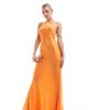 ASOS Petite ASOS DESIGN Petite satin halter maxi dress with shaped back detail in orange - 1