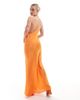 ASOS Petite ASOS DESIGN Petite satin halter maxi dress with shaped back detail in orange - 3