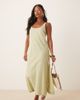 ASOS Petite ASOS DESIGN Petite scoop neck cotton linen midi dress in sage-Green - 1