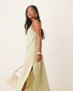 ASOS Petite ASOS DESIGN Petite scoop neck cotton linen midi dress in sage-Green - 2