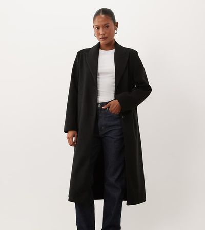 ASOS Petite ASOS DESIGN Petite single breasted throw on overcoat in black