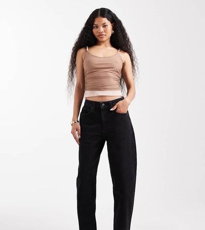 ASOS Petite ASOS DESIGN Petite slim barrel jeans in washed black