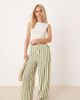 ASOS Petite ASOS DESIGN Petite straight leg seersucker pants in khaki stripe-Multi - 1