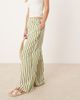ASOS Petite ASOS DESIGN Petite straight leg seersucker pants in khaki stripe-Multi - 2