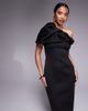 ASOS Petite ASOS DESIGN Petite structured puff sleeve bandeau midi dress in black in scuba-style fabric - 4