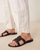 ASOS Petite ASOS DESIGN Petite tailored linen pants with multi way tab hem in ecru stripe - 3