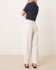 ASOS Petite ASOS DESIGN Petite tailored linen pants with multi way tab hem in ecru stripe - 4
