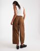 ASOS Petite ASOS DESIGN Petite textured barrel leg pull on pants with seam detailing in mustard plaid-Yellow - 2