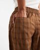ASOS Petite ASOS DESIGN Petite textured barrel leg pull on pants with seam detailing in mustard plaid-Yellow - 3