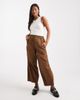ASOS Petite ASOS DESIGN Petite textured barrel leg pull on pants with seam detailing in mustard plaid-Yellow - 4