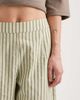 ASOS Petite ASOS DESIGN Petite textured pull on straight leg pants in khaki stripe-Green - 2