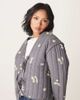 ASOS Petite ASOS DESIGN Petite tie front quilted embroidered jacket in washed gray - 1