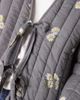 ASOS Petite ASOS DESIGN Petite tie front quilted embroidered jacket in washed gray - 2