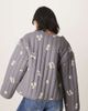 ASOS Petite ASOS DESIGN Petite tie front quilted embroidered jacket in washed gray - 4