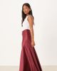 ASOS Petite ASOS DESIGN Petite volume drape satin maxi skirt in chocolate cherry-Brown - 1