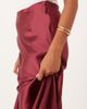 ASOS Petite ASOS DESIGN Petite volume drape satin maxi skirt in chocolate cherry-Brown - 3