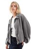 ASOS Petite ASOS DESIGN Petite washed ruched funnel neck jacket in charcoal-Gray - 1
