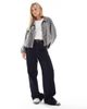 ASOS Petite ASOS DESIGN Petite washed ruched funnel neck jacket in charcoal-Gray - 2