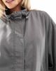 ASOS Petite ASOS DESIGN Petite washed ruched funnel neck jacket in charcoal-Gray - 3
