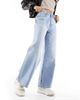 ASOS Petite ASOS DESIGN Petite wide leg dad jeans in blue wash - 4