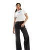 ASOS Petite ASOS DESIGN Petite wide leg dad jeans in washed black - 1