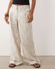 ASOS Petite ASOS DESIGN Petite wide leg pants with pleat detail in linen look in natural squiggle-Neutral - 2