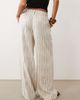 ASOS Petite ASOS DESIGN Petite wide leg pants with pleat detail in linen look in natural squiggle-Neutral - 3