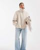 ASOS Petite ASOS DESIGN Petite wool blend funnel neck bubble hem jacket in cream-White - 1