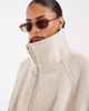 ASOS Petite ASOS DESIGN Petite wool blend funnel neck bubble hem jacket in cream-White - 3